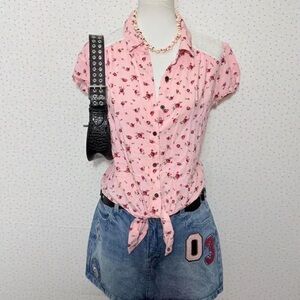 No Boundaries Pink Floral Button-Down Shirt
